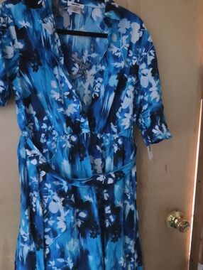 DKNY Blue Floral Wrap Dress